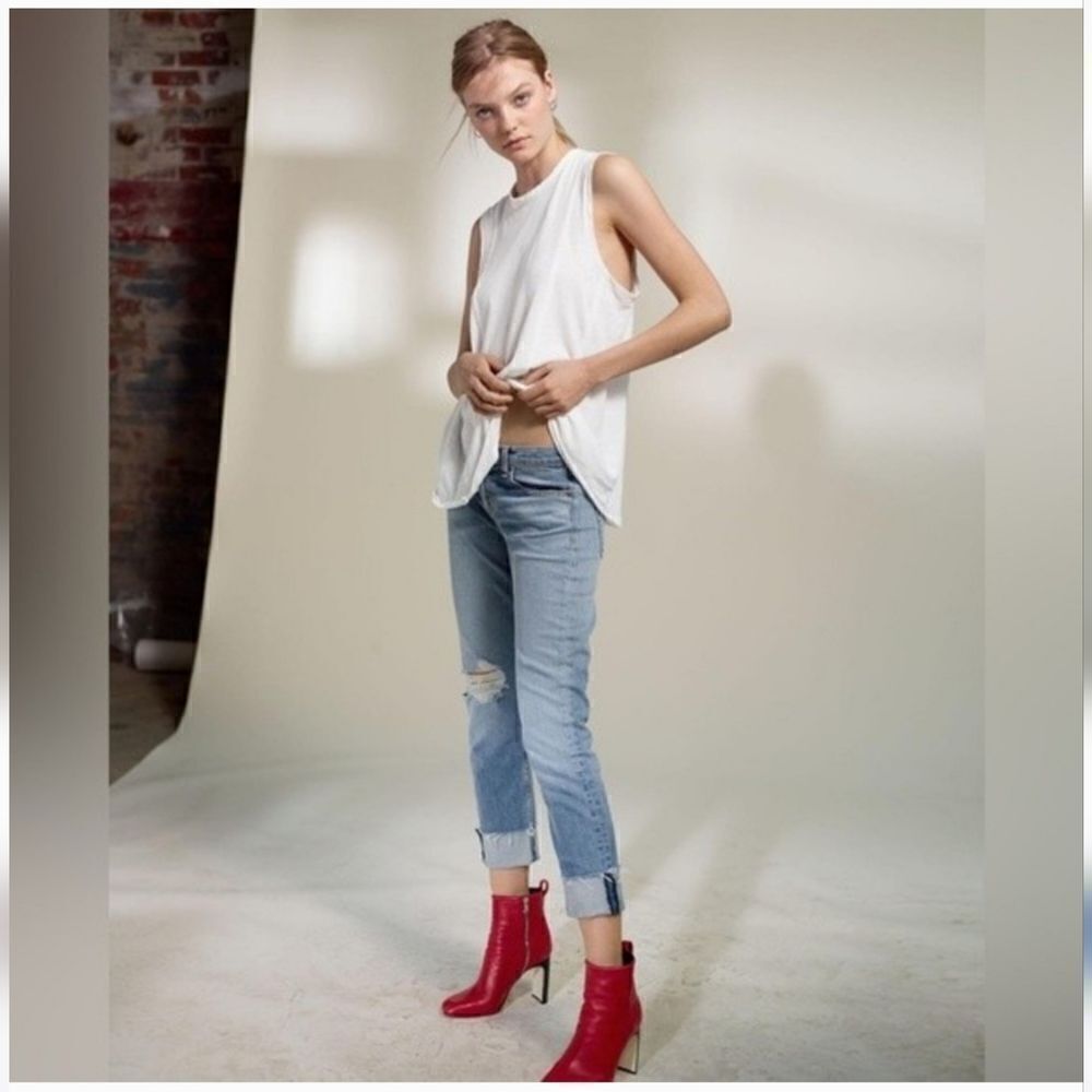 Rag & Bone Dre in "June" Skinny Destructed & Distressed Cropped Jeans Size 26
